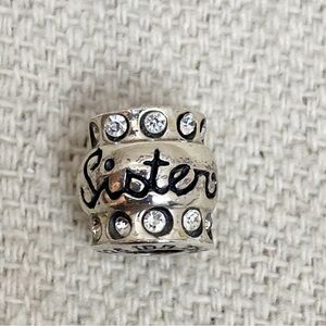 IBB THAI Sterling Silver “sister” Charm with clear Rhinestone accents